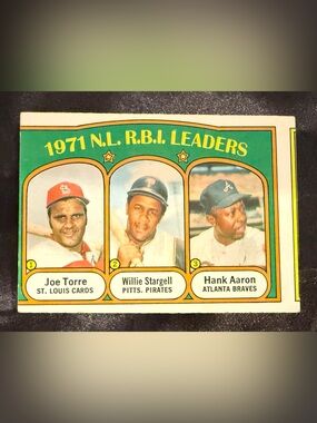 Hank Aaron, Willie Stargell & Joe Torre #87, Topps, HOF, 1972, NL RBI Leaders